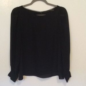 Alice + Olivia black silk sheer blouse